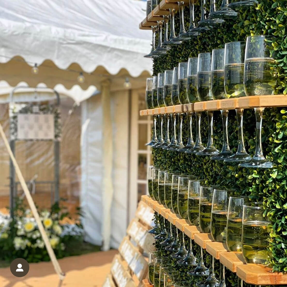 Artificial topiary greenery wall.