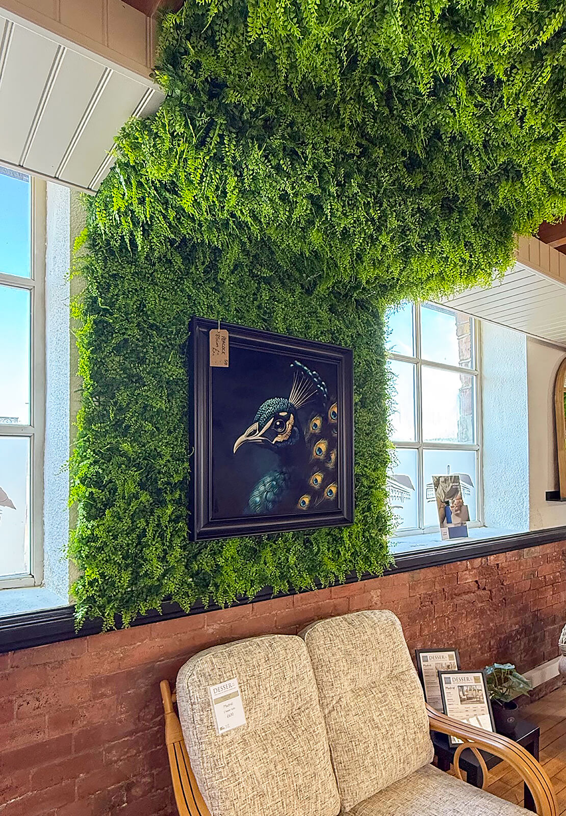 Conifer artificial panel retail product display.